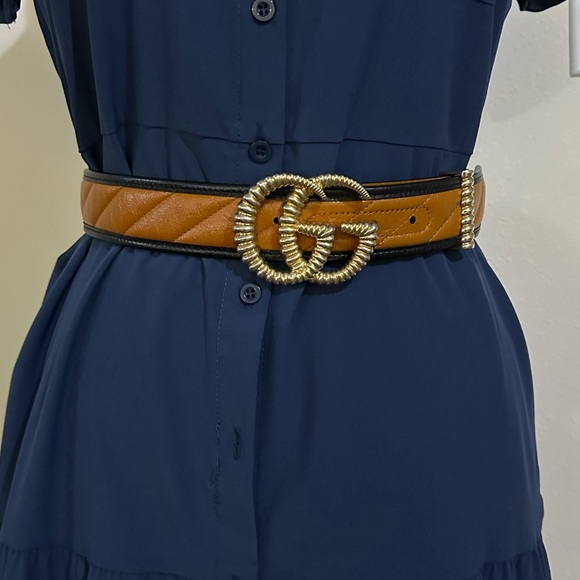 Gucci Double G Leather Tourchon Belt 'Brown' - Picture 5 of 16